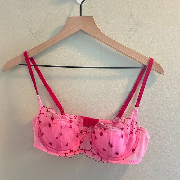 Adore Me Other - Adore Me Bettie Balconette Bra Size 36B Sachet Pink Lingerie Heart Red Sexy Wife